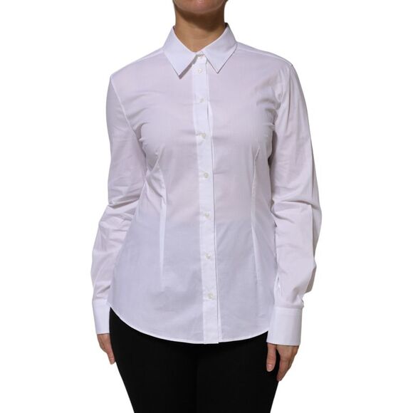 Dolce & Gabbana White Cotton Collared Long Sleeves Shirt Women's Top
